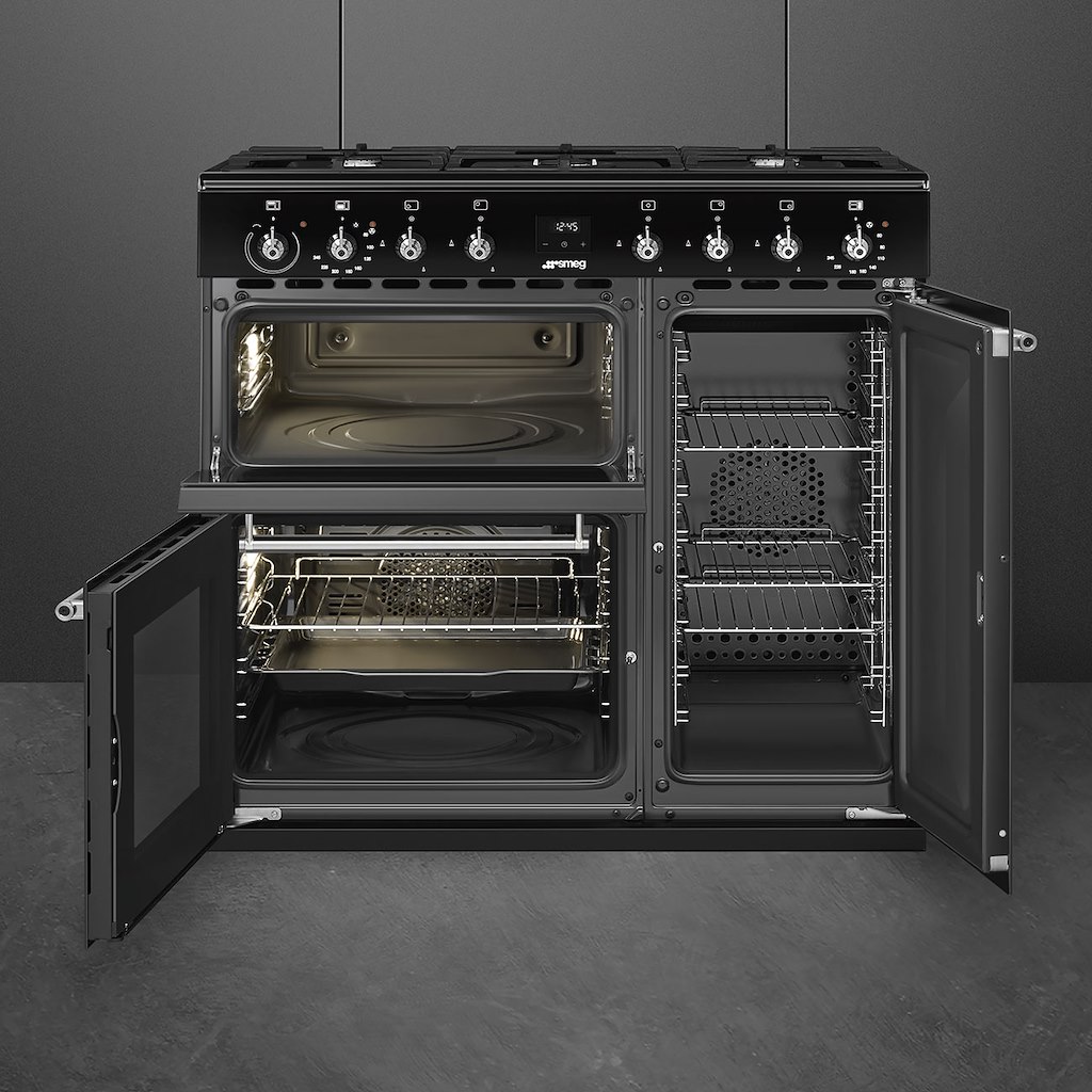Smeg CX93GMBL 90cm Concert Dual Fuel Range Cooker, Black - Image 3