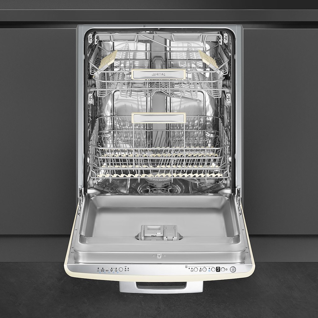 Smeg DIFABCR 60cm 50s Style Built-In Dishwasher, Cream - Image 3