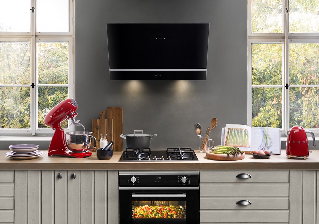 Smeg KV28N 80cm Angled Chimney Hood, Black - Image 6