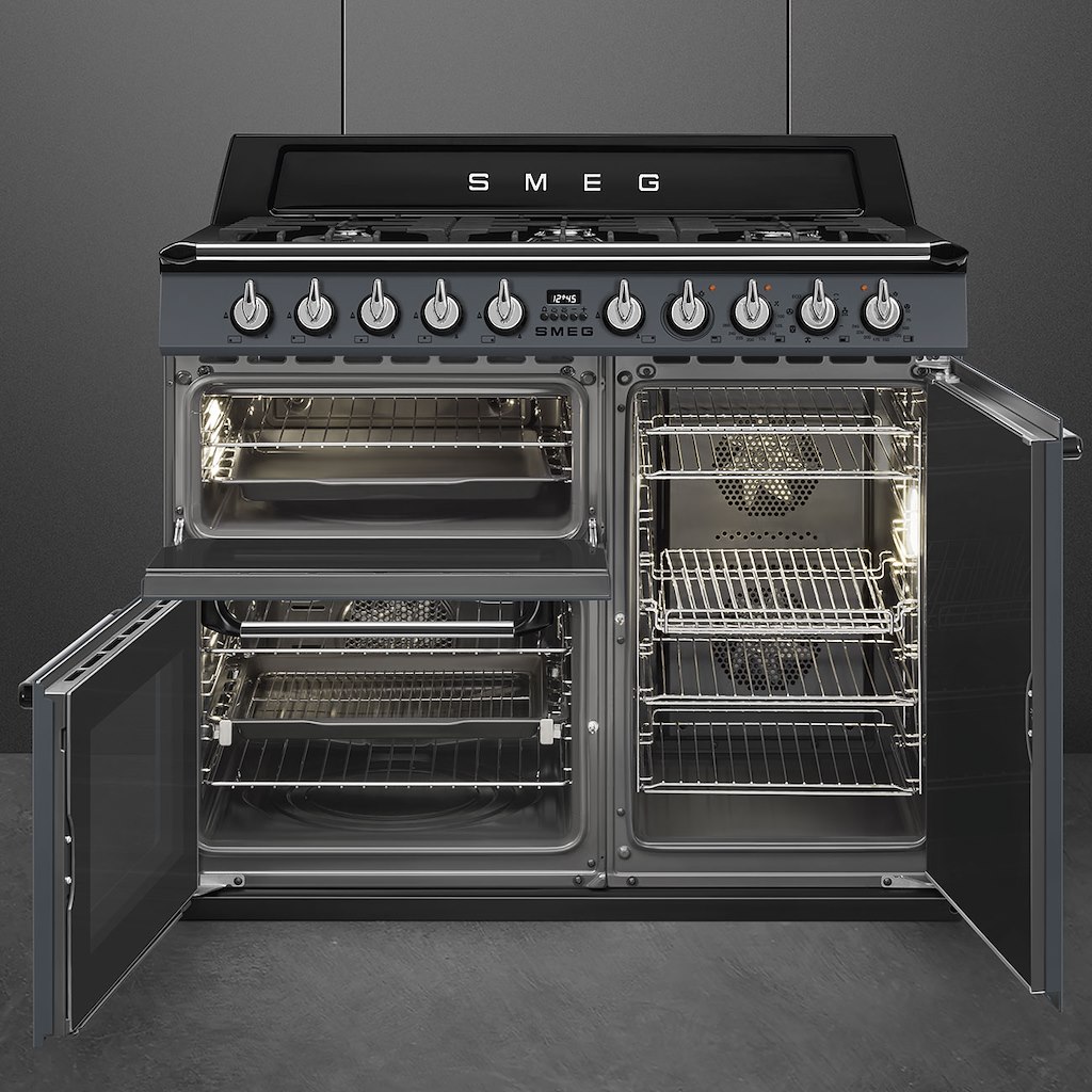Smeg TR103GR 100cm Victoria Dual Fuel Range Cooker, Slate Grey - Image 2