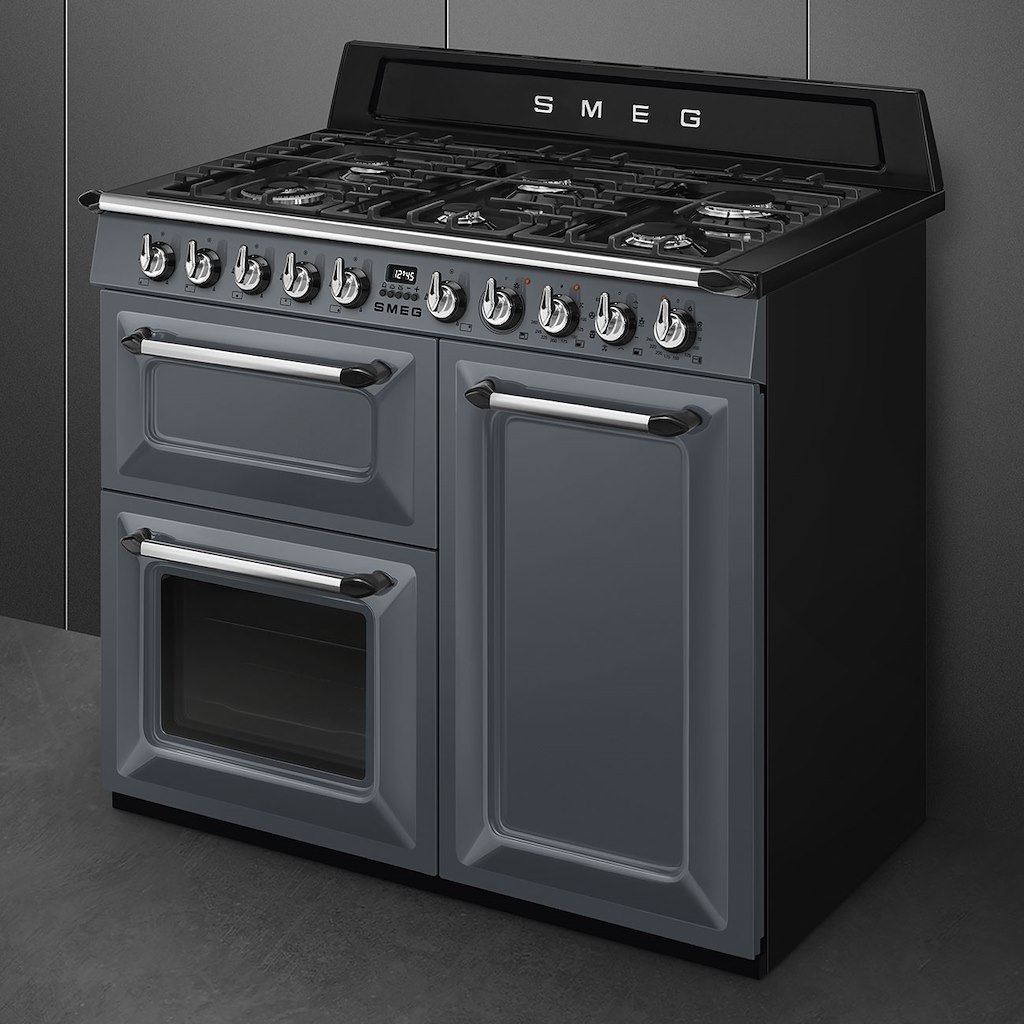 Smeg TR103GR 100cm Victoria Dual Fuel Range Cooker, Slate Grey - Image 3