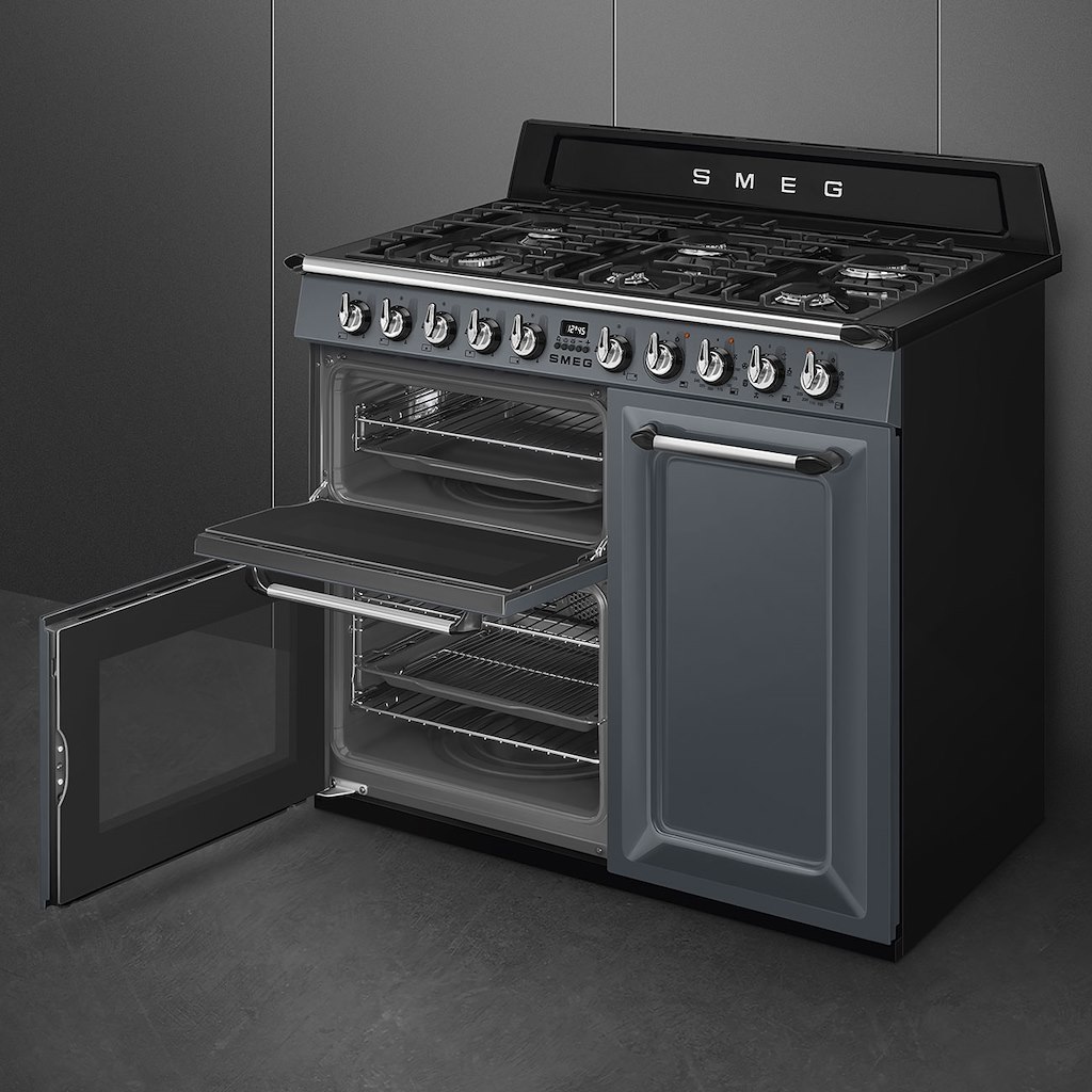 Smeg TR103GR 100cm Victoria Dual Fuel Range Cooker, Slate Grey - Image 5