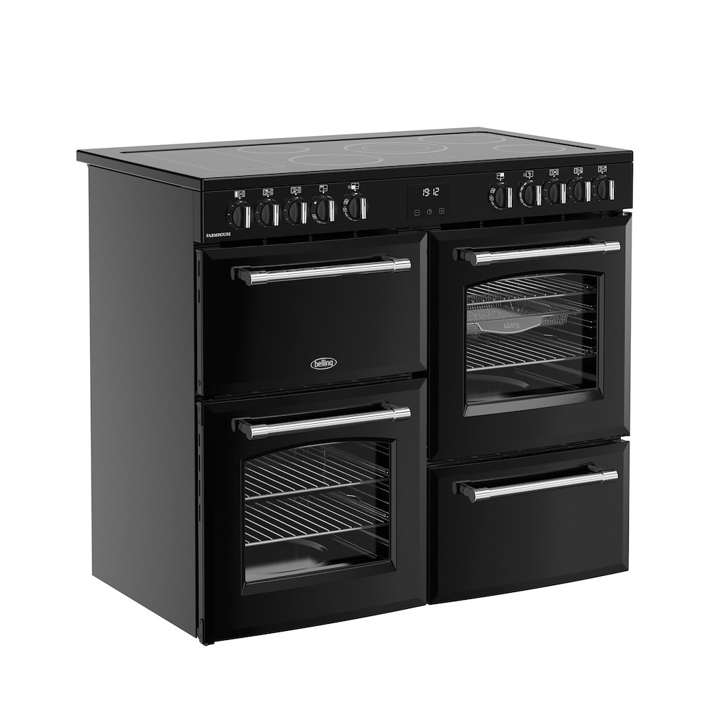 Belling RCA FARMHOUSE 100E 100cm Electric Ceramic Range Cooker - Black - Image 2