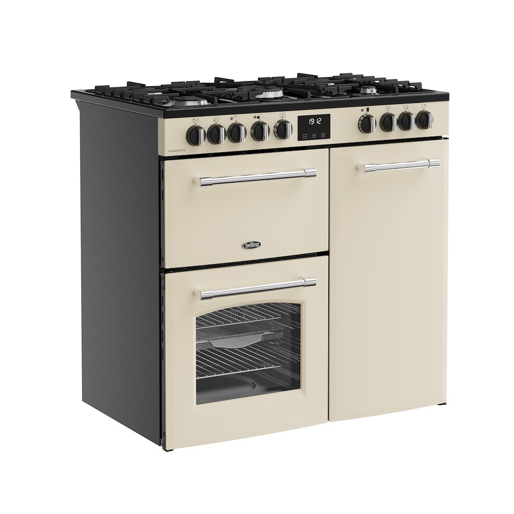 Belling RCA FARMHOUSE 90DF 90cm Dual Fuel Range Cooker - Cream - Image 2