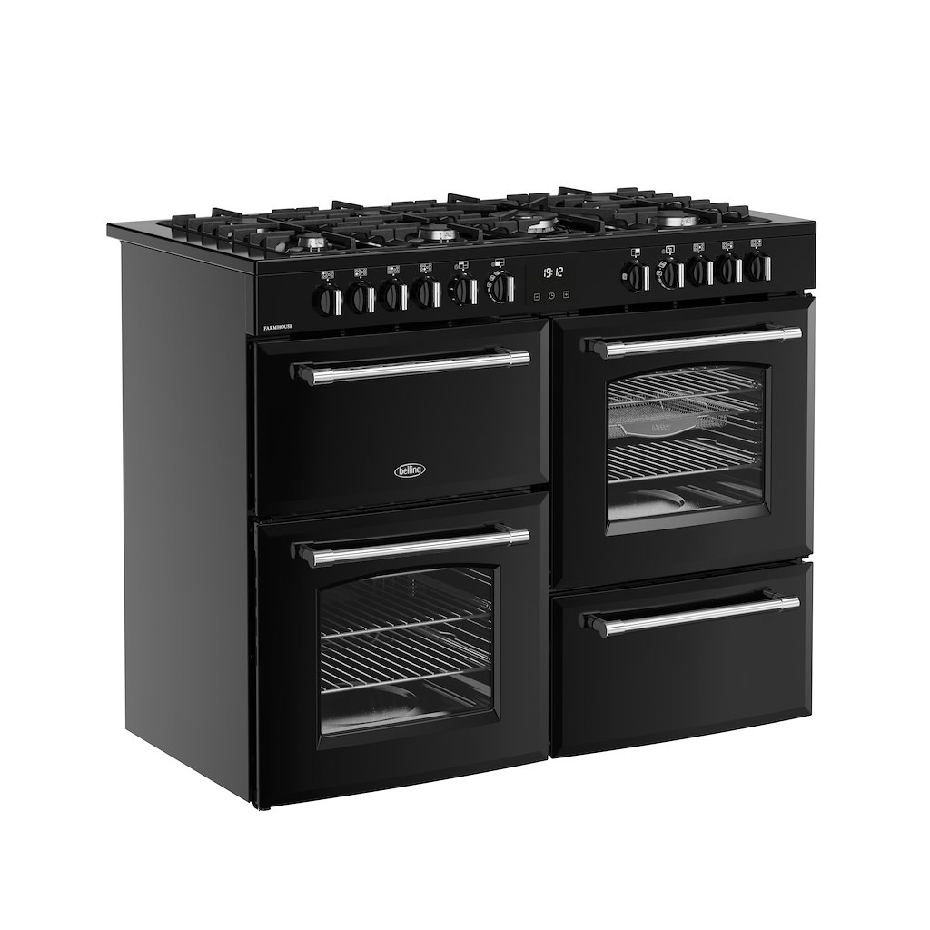 Belling RCA FARMHOUSE 110DF 110cm Dual Fuel Range Cooker - Black - Image 2