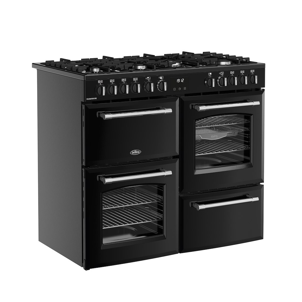 Belling RCA FARMHOUSE 100DF 100cm Dual Fuel Range Cooker - Black - Image 2