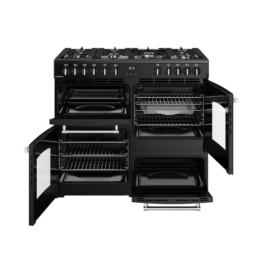 Belling RCA FARMHOUSE 100DF 100cm Dual Fuel Range Cooker - Black - Image 3