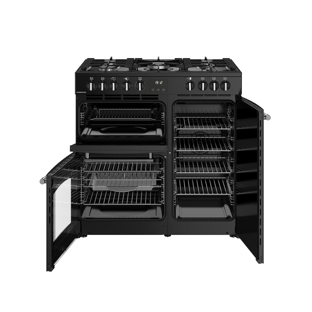 Belling RCA FARMHOUSE 90DF 90cm Dual Fuel Range Cooker - Black - Image 3