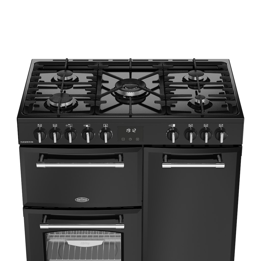 Belling RCA FARMHOUSE 90DF 90cm Dual Fuel Range Cooker - Black - Image 4