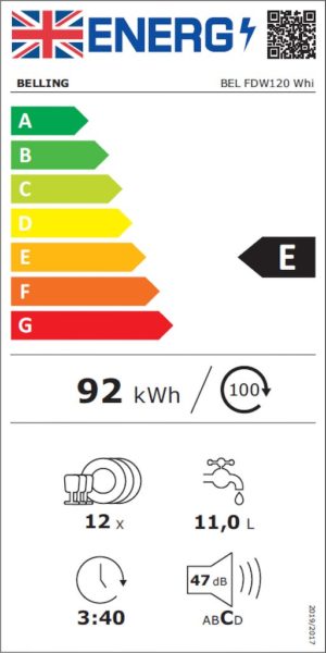 Belling  FDW120 w 60cm 12 Place Setting Dishwasher - Image 4