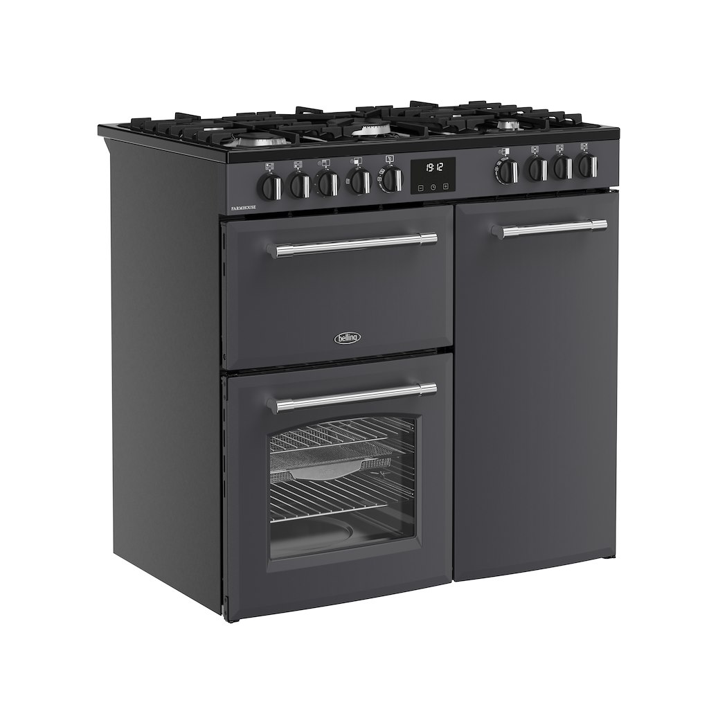 Belling RCA FARMHOUSE 90DF 90cm Dual Fuel Range Cooker - Anthracite - Image 2