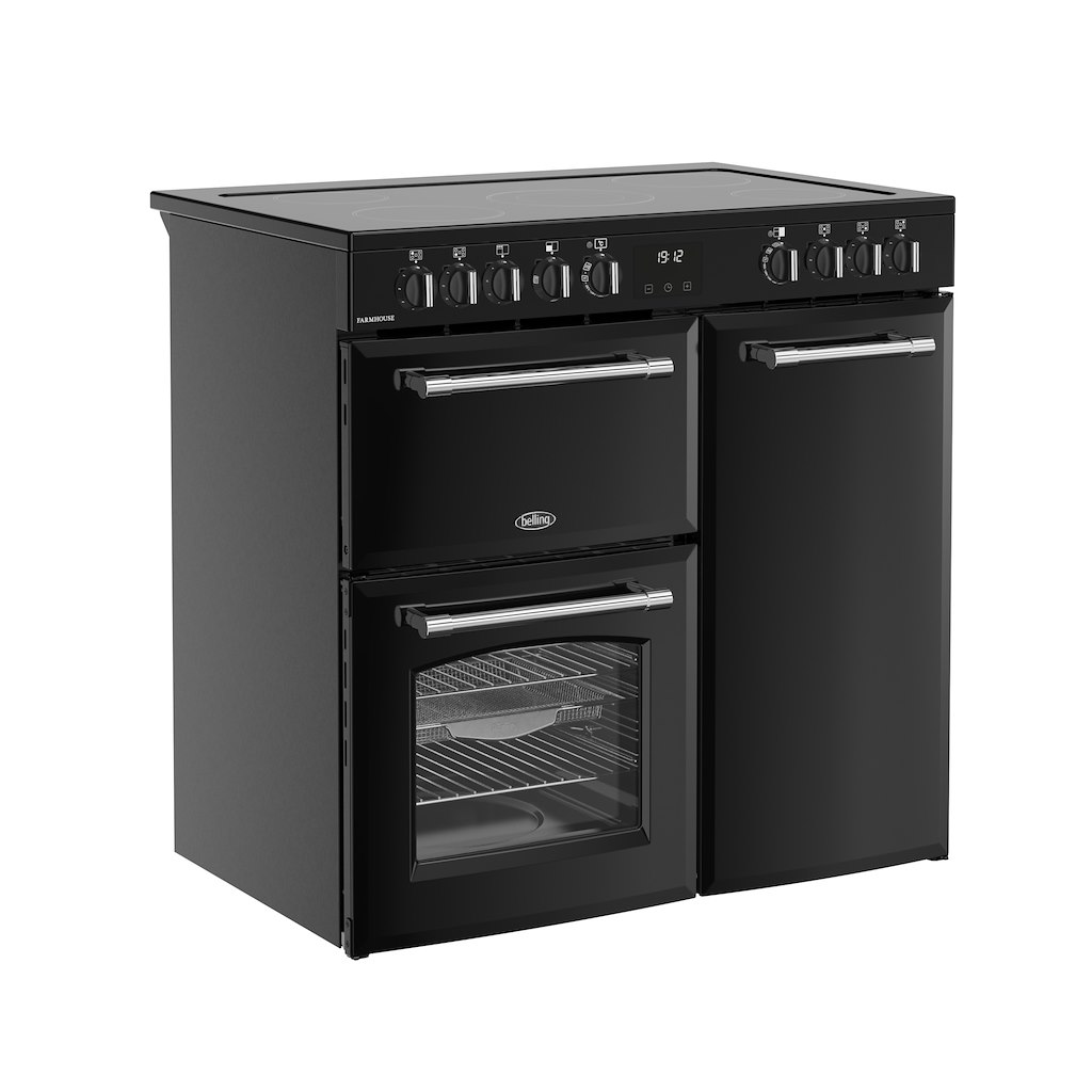 Belling RCA FARMHOUSE 90E 90cm Electric Ceramic Range Cooker - Black - Image 2