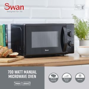 Swan SM4420BLK 20L 700W Manual Microwave - Black - Image 2