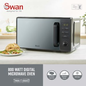 Swan SM4421BLK 20L 800W Microwave Digital - Black - Image 2