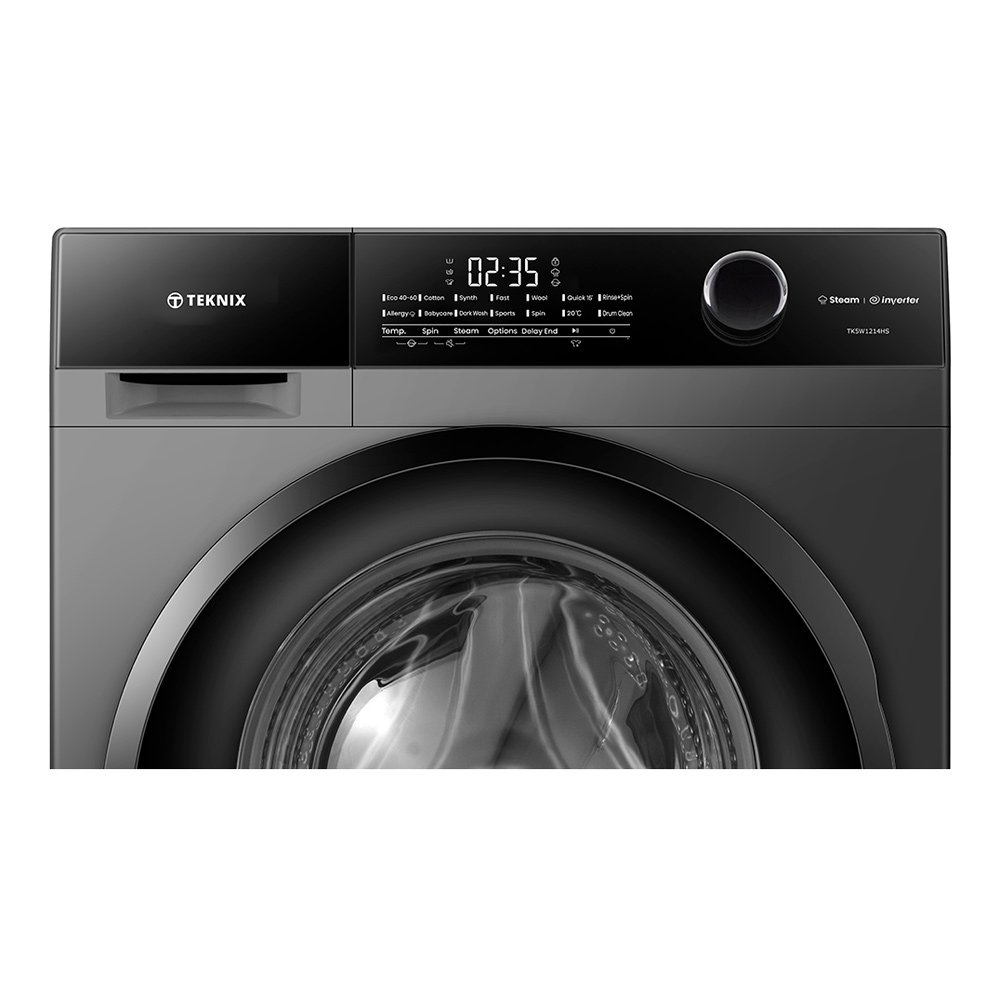 Teknix TK5W1214HS 5 Series Freestanding 12kg 1400rpm Washing Machine with Steam - Titanium - A Rated - Image 3
